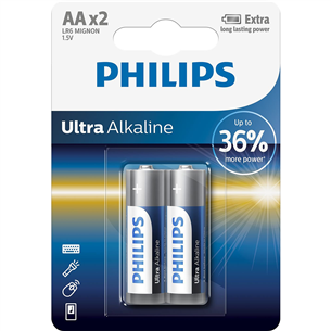 Philips Ultra Alkaline, AA, 2gb - Baterijas LR6E2B/10