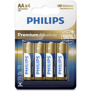 Philips Premium Alkaline, AA, 4gb - Baterijas LR6M4B/10
