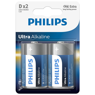 Philips Ultra Alkaline, D, 2gb - Baterijas LR20E2B/10