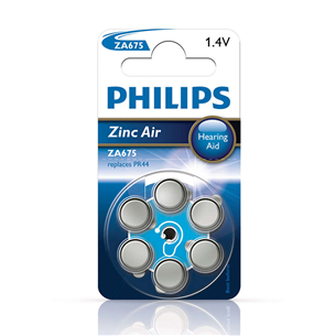 Philips Zinc Air, PR44/ZA675, 1.4V, 6 gab. - Baterija ZA675B6A/00