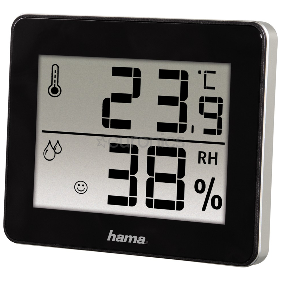 Hama TH-130, Euronics Thermo-hygrometer, | 00186361 black/silver 