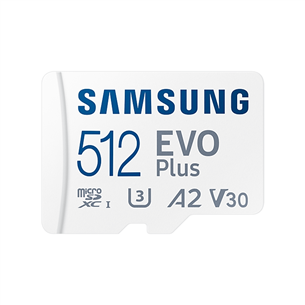 Atmiņas karte MicroSDXC EVO Plus + adapteris, Samsung (512 GB) MB-MC512KA/EU