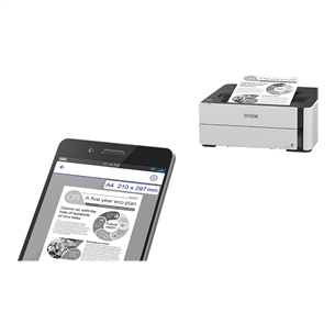 Epson EcoTank M1180 Mono, WiFi, LAN, duplekss, balta - Tintes printeris