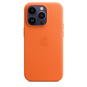 Apple iPhone 14 Pro Leather Case with MagSafe, оранжевый - Кожаный чехол