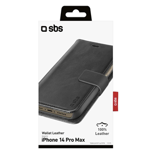 SBS Book Case, iPhone 14 Pro Max, āda, melna – Apvalks viedtālrunim