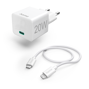 Hama Wall charger and Lightning cable, 20 W, balta - Strāvas adapteris 00201620