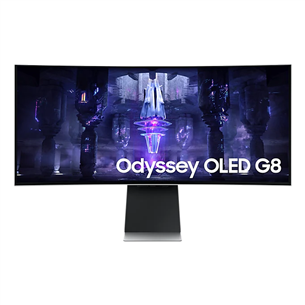 Samsung Odyssey OLED G8, 34", Ultra-WQHD, 175 Hz, sudraba - Ieliekts monitors LS34BG850SUXEN