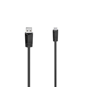 Hama Essential Line, USB-A - USB mini, 0,75 m, melna - Vads 00200605