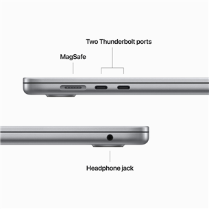 Apple MacBook Air 15" (2023), M2 8C/10C, 8 GB, 256 GB, SWE, tumši pelēka - Portatīvais dators