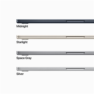 Apple MacBook Air 15" (2023), M2 8C/10C, 8 GB, 256 GB, SWE, tumši pelēka - Portatīvais dators