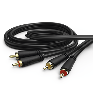 Hama Audio Cable, 2 RCA - 2 RCA, позолоченный, 3 м, черный - Кабель