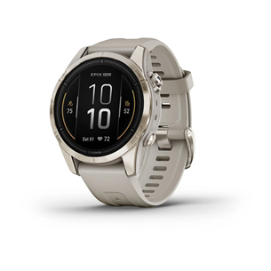 Garmin epix Pro (Gen 2), 42 mm, gold steel / gray silicone band - Sports watch 010-02802-11