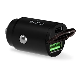 Puro Mini, USB-A, USB-C, 30 W, black - Car charger