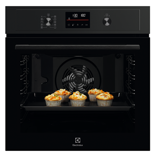 Electrolux SteamBake 600, 72 L, pyrolytic cleaning, black - Built-in oven