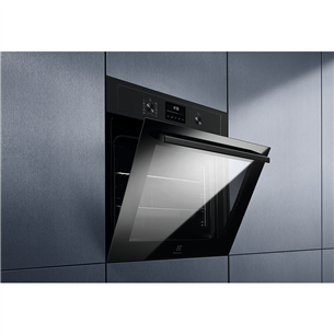 Electrolux SteamBake 600, 72 L, pyrolytic cleaning, black - Built-in oven