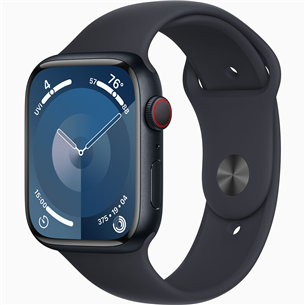 Apple Watch Series 9 GPS + Cellular, 45 mm, Sport Band, M/L, melna - Viedpulkstenis MRMD3ET/A