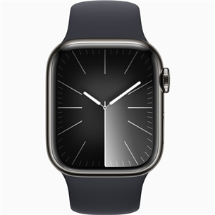 Apple Watch Series 9 GPS + Cellular, 41 mm, Sport Band, S/M, grafīta nerūsējošā tērauda/melna - Viedpulkstenis