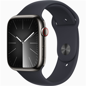 Apple Watch Series 9 GPS + Cellular, 45 mm, Sport Band, M/L, graphite stainless steel / midnight - Smartwatch MRMW3ET/A