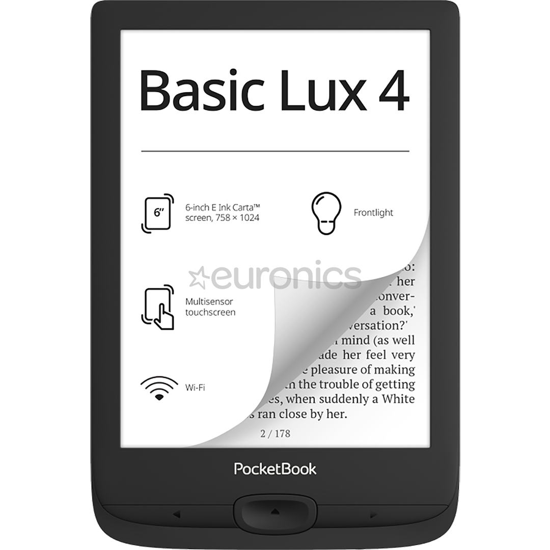 PocketBook Basic Lux 4, 6, 8 GB, black - E-reader, PB618-P-WW