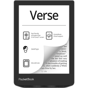 PocketBook Verse, 6", 8 GB, pelēka - E-grāmata PB629-M-WW