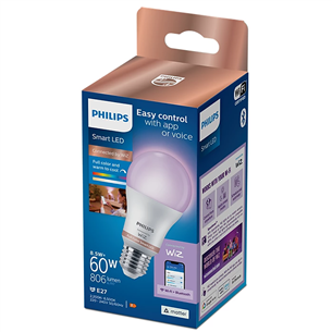 Philips WiZ LED Smart Bulb, 60 W, E27, RGB - Viedā spuldze