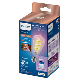 Philips WiZ LED Smart Bulb, 40 W, E27, RGB - Viedā spuldze