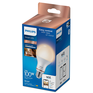 Philips WiZ LED Smart Bulb, 100 W, E27, balta - Viedā spuldze