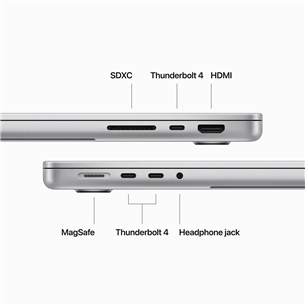 Apple MacBook Pro 14 (2023) M3 Pro, 11C/14C, 18 GB, 512 GB, SWE, sudraba - Portatīvais dators