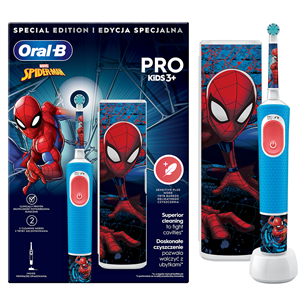 Braun Oral-B Vitality PRO Kids, Spiderman - Elektriskā zobu birste + ceļojuma futrālis D103SPIDERMAN.TC