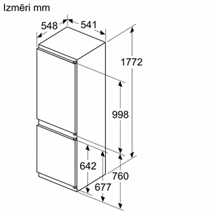 Bosch, Series 2, NoFrost, 260 L, augstums 178 cm - Iebūvējams ledusskapis