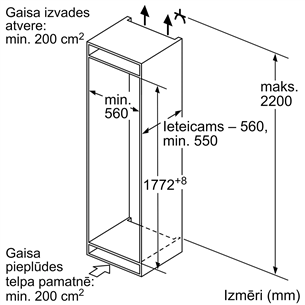 Bosch, Series 2, NoFrost, 260 L, augstums 178 cm - Iebūvējams ledusskapis