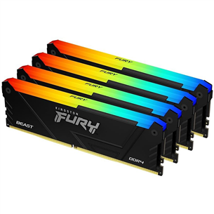 Kingston Fury Beast, 128 GB, DDR4-3600, Kit4, RGB - RAM memory KF436C18BB2AK4/128