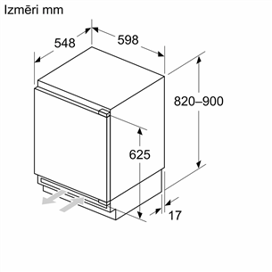 Bosch Series 6, 134 L, height 82 cm - Built-in cooler