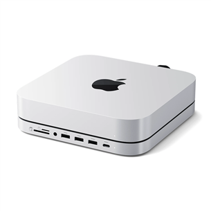 Satechi Mac Mini Stand & Hub, SSD ligzda, sudraba - Mac USB centrmezgls