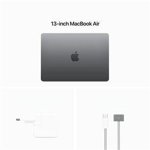 Apple MacBook Air 13'' (2024), M3 8C/10C, 16 GB, 512 GB, SWE, pelēka - Portatīvais dators