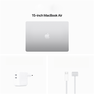 Apple MacBook Air 15'' (2024), M3 8C/10C, 16 GB, 512 GB, ENG, sudraba - Portatīvais dators