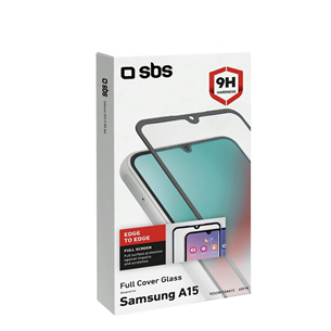 SBS Full Cover Glass Screen Protector, Samsung Galaxy A15 - Ekrāna aizsargs viedtālrunim