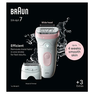 Braun Silk epil 7, белый/розовый - Эпилятор