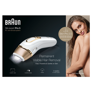 Braun Silk-expert Pro 5, white/golden - IPL Hair removal