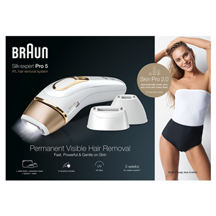 Braun Silk-expert Pro 5, белый/золотистый - Фотоэпилятор IPL