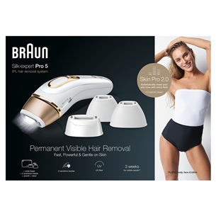 Braun Silk-expert Pro 5, balta/zelta - Fotoepilators