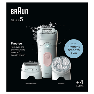 Braun Silk epil 5, сухое и влажное использование, белый - Эпилятор