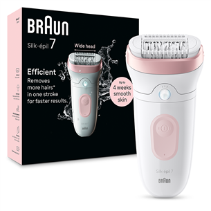 Braun Silk epil 7, Wet & Dry, balta/rozā - Epilators