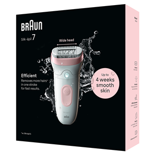 Braun Silk epil 7, сухое и влажное использование, белый/розовый - Эпилятор