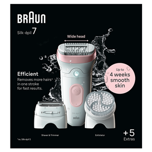 Braun Silk epil 7, Wet & Dry, balta/rozā - Epilators