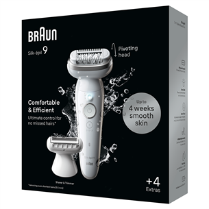 Braun Silk-epil 9, сухое и влажное использование, белый - Эпилятор