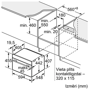 Bosch, Series 8, 45 L, melna - Iebūvējama cepeškrāsns ar mikroviļņu funkciju