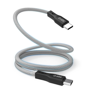 SBS, USB-C - USB-C, magnētisks apvalks, 1 m, balta - Vads TECABLETCCMAG