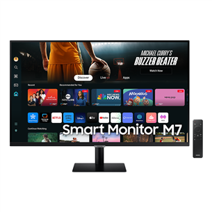 Samsung Smart Monitor M7 M70D, 32'', UHD, LED VA, USB-C, melna - Monitors ar viedtelevizora funkciju LS32DM702UUXDU