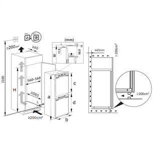 Hisense, NoFrost Dual, 284 L, height 194 cm - Built-in Refrigerator